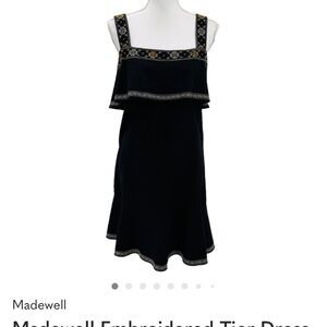 Madewell Black Dress with Gold Embroidery